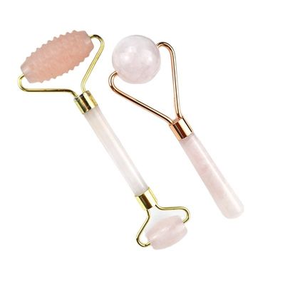 Masaje muscular Masaje facial 2024 Rosa natural de cuarzo Jade Roller Gua Sha Herramientas con logotipo personalizado