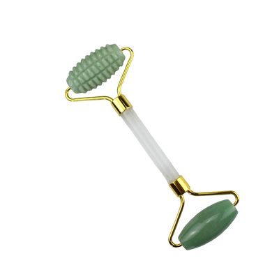 Logotipo personalizado Verde Aventurine Facial Jade Roller Gua Sha Herramientas de mango de cristal Masajista para masaje de cara ojo cuello en 2024