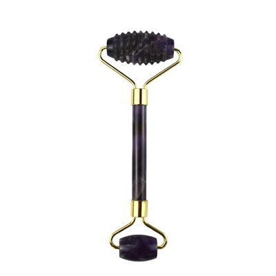 Equipo de masaje facial Ametista púrpura Gua Sha Roller de jade para cuello Roller Guasha Herramienta de masaje personalizada en embalaje de caja
