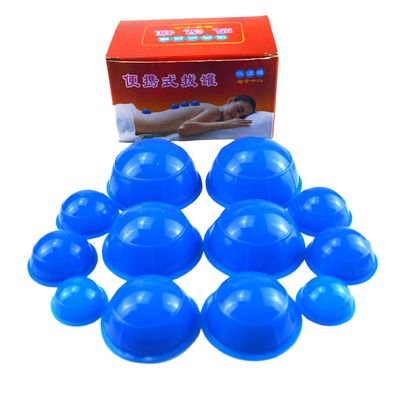 Conjunto de ventosas de succión de silicona Serie 12 Pcs Eliminación de arrugas del rostro Guasha Cuidado de la piel Spa de belleza Ventosas de terapia para los músculos del cuerpo