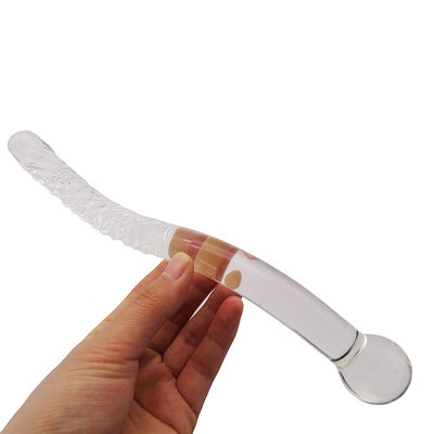 Técnica tallada 250mm Vidrio de cristal Dildo Varita de masaje para mujeres Yoni Varita de varita Estilo Feng Shui Logotipo personalizado