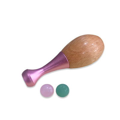 Rodillo de masaje de manilla de madera de jade Facial Gua Sha bastón de masaje y herramientas de cuidado ocular para promover la absorción de la crema para ojos