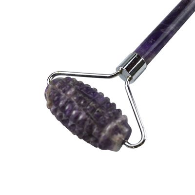 100% de verdadero anti-envejecimiento natural Guasha masaje personalizado Ametista Derma cara de piedra bola Gua Sha masajeador de rodillos con logotipo