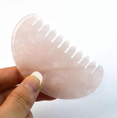 Masajeador facial natural rosa cuarzo Jade Peinado para el cabello Gua Sha Herramientas Jade Masajeador para el cuero cabelludo Para masaje de la cabeza Terapia aliviar la tensión del cuero cabelludo