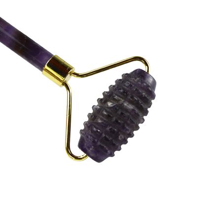 100% de verdadero anti-envejecimiento natural Guasha masaje personalizado Ametista Derma cara de piedra bola Gua Sha masajeador de rodillos con logotipo