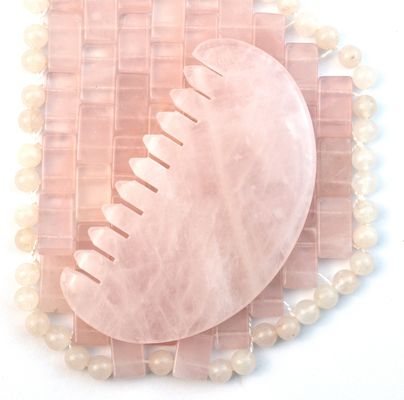 Masajeador facial natural rosa cuarzo Jade Peinado para el cabello Gua Sha Herramientas Jade Masajeador para el cuero cabelludo Para masaje de la cabeza Terapia aliviar la tensión del cuero cabelludo