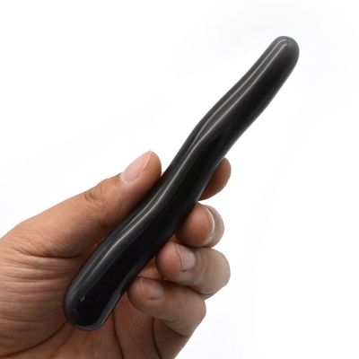 Naturaleza Yoni de piedra preciosa Varitas curativas Obsidiana Negra Varita curvada de masaje para mujeres de cristal de curación