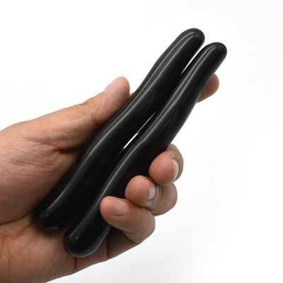 Naturaleza Yoni de piedra preciosa Varitas curativas Obsidiana Negra Varita curvada de masaje para mujeres de cristal de curación
