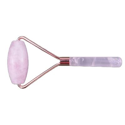 Roller de masaje de cara de cuarzo rosa natural Gua Sha Jade Roller para la cara terapia antienvejecimiento color rosa masajeador facial
