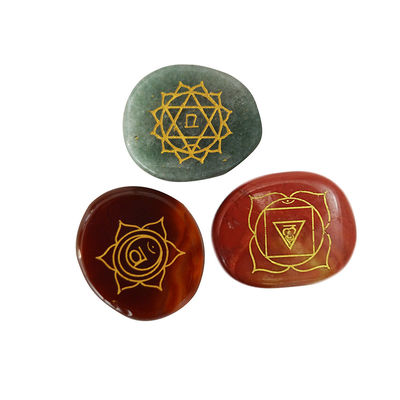 Siete piedras del chakra Reiki Cristales de curación Conjunto de símbolos grabados para la transformación espiritual