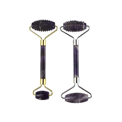 El producto de tendencia del masaje muscular 2024 Natural Amethyst Facial Roller Guasha 100% Masajista de Jade Natural Para Masajes Faciales Productos de Belleza