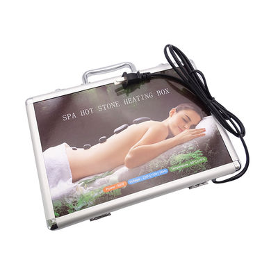 220V 110V Cuidado personal de la salud Piedra de masaje caliente Conjunto con caja de calentamiento de aluminio y 16pcs piedras de energía de basalto