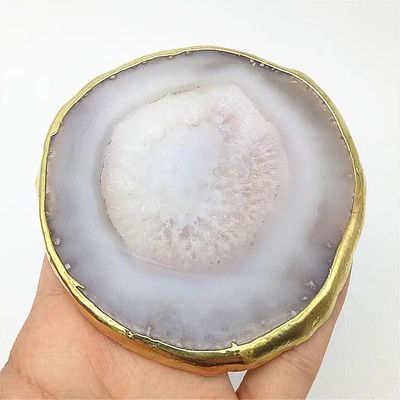 Características regionales Agate Coaster Grey Slices Polished Crystal Natural Gemstone Flower Pot Grabado Arte popular Esculpido