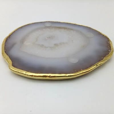 Características regionales Agate Coaster Grey Slices Polished Crystal Natural Gemstone Flower Pot Grabado Arte popular Esculpido