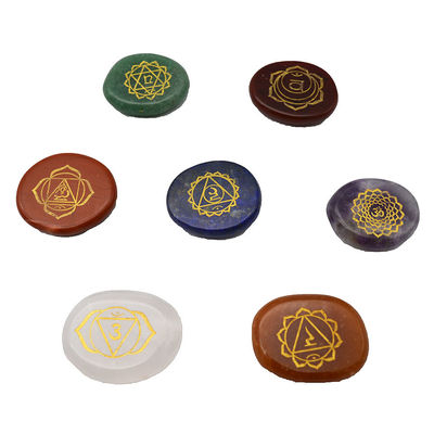 Reiki de piedra de bolsillo de palma pulida, grabado y tallado, equilibrio de cristal de curación, 7 chakras de piedras para el amor.