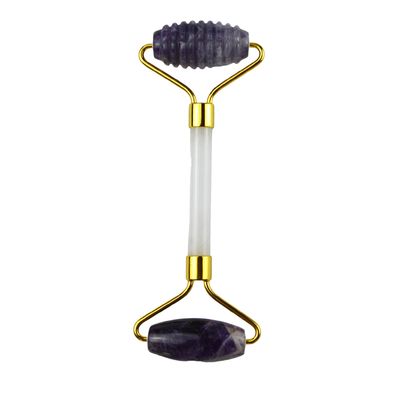 Herramienta de masaje facial antiarrugas Amethyst natural Guasha Roller con piedra de jade libre de ruido