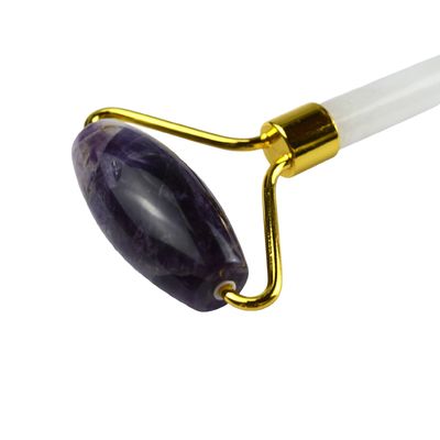 Herramienta de masaje facial antiarrugas Amethyst natural Guasha Roller con piedra de jade libre de ruido