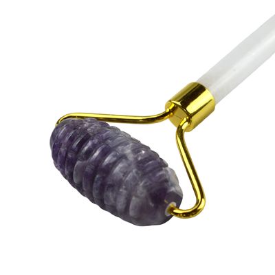 Herramienta de masaje facial antiarrugas Amethyst natural Guasha Roller con piedra de jade libre de ruido