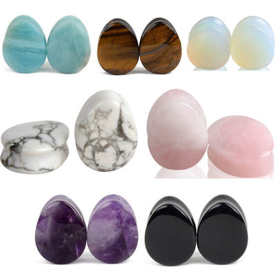 Piedra Auricular Expansión de oreja Pug Piercing Body Joyería Cristal natural de jade Piedra popular OEM ODM Agate Plug Tunnel Joyería