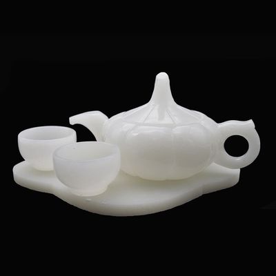 Artesanía de talla de la parte superior del té de jade blanco pulido al estilo chino para la decoración del hogar de clase alta
