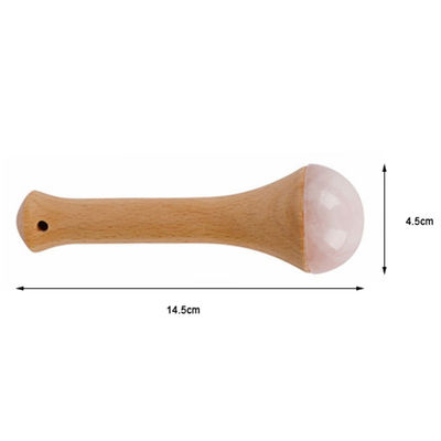Masajista de cuerpo mango de madera cuarzo rosa para el dragado de meridianos y masaje de relajación Gua Sha
