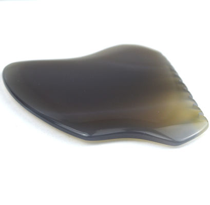 Masajista facial Agate gris Jade Gua Sha Piedra para masaje personalizado herramienta de terapia de raspado