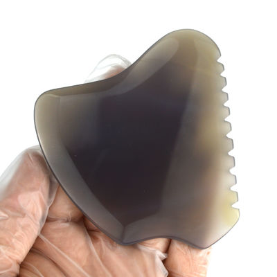 Masajista facial Agate gris Jade Gua Sha Piedra para masaje personalizado herramienta de terapia de raspado