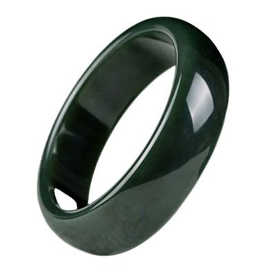 Pulsera de pulsera verde de jade heitiano pulido con diseño de estilo tradicional chino