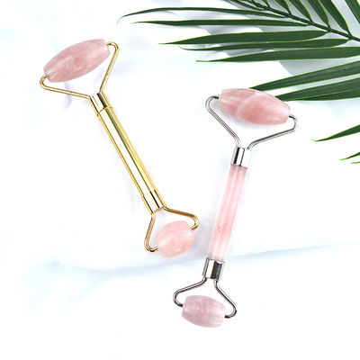 Equipo de masaje facial Rosa Rosa Cuarzo Gua Sha Masaje Roller de hielo de jade natural para terapia antienvejecimiento Nefrita