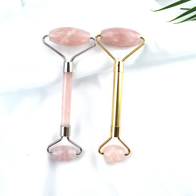 Equipo de masaje facial Rosa Rosa Cuarzo Gua Sha Masaje Roller de hielo de jade natural para terapia antienvejecimiento Nefrita