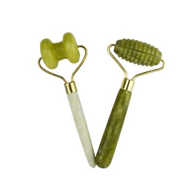 Masajeador facial Xiuyan Jade doble cabeza Facial natural herramienta de masaje de belleza Jade Roller Facial delgado Masajeador herramienta de relajación