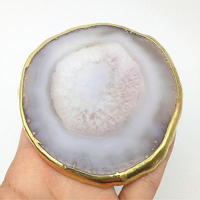 Características regionales Agate Coaster Grey Slices Polished Crystal Natural Gemstone Flower Pot Grabado Arte popular Tallado Tallado