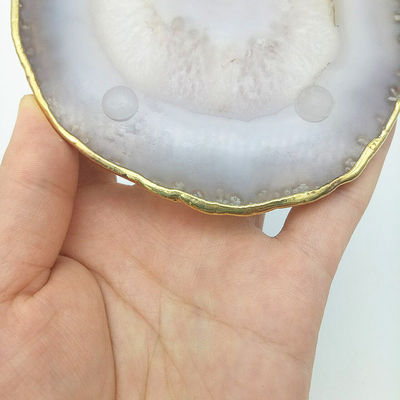 Características regionales Agate Coaster Grey Slices Polished Crystal Natural Gemstone Flower Pot Grabado Arte popular Tallado Tallado
