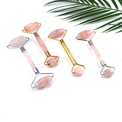 Diseño final Rosa Rosa Cuarzo Guasha Roller Facial 100% Cristal Gua Sha Masajista para la cara Ojo Cuello Masaje Herramientas de belleza