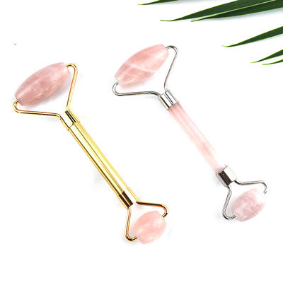 Diseño final Rosa Rosa Cuarzo Guasha Roller Facial 100% Cristal Gua Sha Masajista para la cara Ojo Cuello Masaje Herramientas de belleza