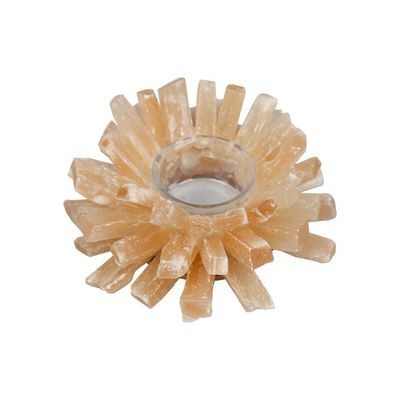 Candelabro de fluorito amarillo coleccionable para decoración del hogar Jarrones de velas de piedra natural