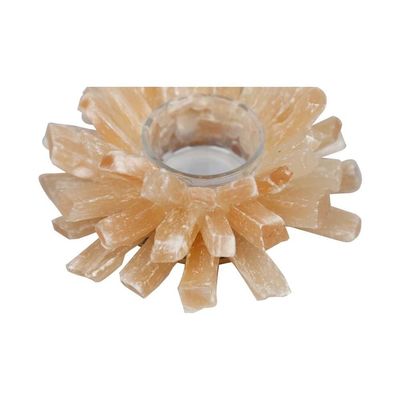 Candelabro de fluorito amarillo coleccionable para decoración del hogar Jarrones de velas de piedra natural