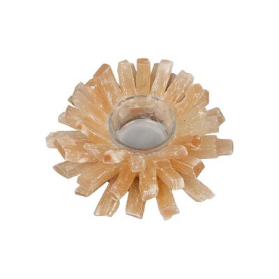 Candelabro de fluorito amarillo coleccionable para decoración del hogar Jarrones de velas de piedra natural