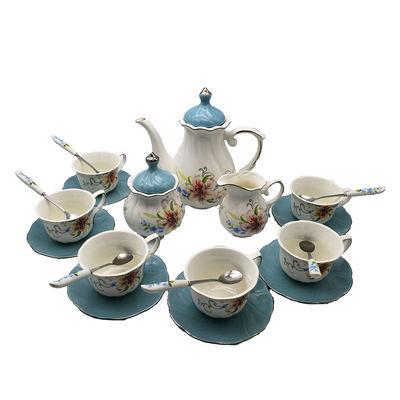 Encantador tema floral de porcelana china juego de té en color blanco Perfecto para regalos de boda 23*22/15*10/6.5*14.5/11*12.5cm