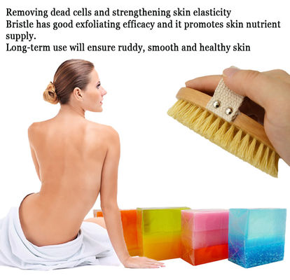 Eliminación de olores Bambú Cuidado de la piel de madera Cepillo para el cuerpo seco Pinceles de jabalí Baño Cepillo seco con mango para la deshumidificación