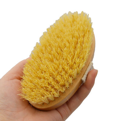 Cepillo para el cuerpo seco Sisal Bristle para exfoliar la celulitis y masajear la piel seca en color de madera