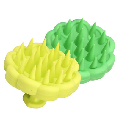 Masajeador de cuero cabelludo de silicona suave Shampoo de masaje de cabello Cepilla de limpieza de cuero cabelludo con soporte de logotipo personalizado
