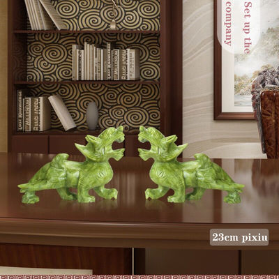 Características regionales Pareja de Jade Natural Pixiu Oficina del hogar Feng Shui Jade Artesanía de talla de Jade Ornamentos de Jade Feng Shui Pixiu