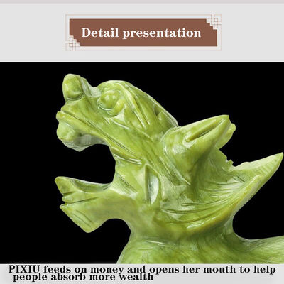 Características regionales Pareja de Jade Natural Pixiu Oficina del hogar Feng Shui Jade Artesanía de talla de Jade Ornamentos de Jade Feng Shui Pixiu