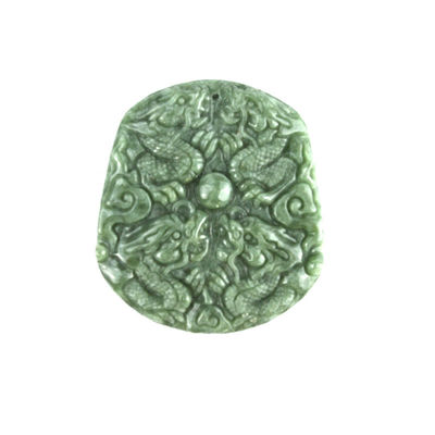 Jade Esmeralda Inmortal Bodhisattva Dragón Colgante Collar Ornamentos Figura tradicional china con rasgo regional