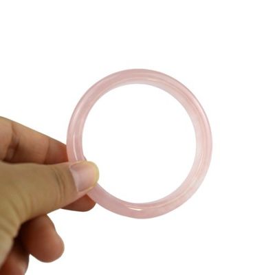 Técnica pulida Gran tamaño de piedra preciosa Mujeres Jade Brazaletes de amor Brazaletes de cuarzo rosado Brazaletes encantadores