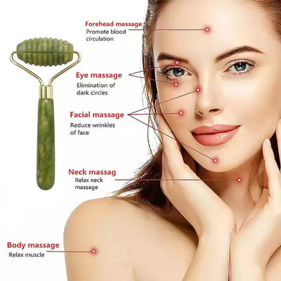 Roller de Jade de masaje facial con una sola cabeza para la belleza de la cara antienvejecimiento con piedra de jade natural 100% y logotipo personalizado