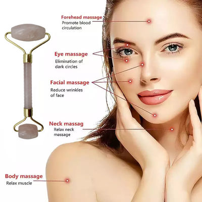 Perfecore Jade Roller Beauty Rose Quartz Guasha Roller Face Cuello Gua sha Herramienta de masaje Piedra para artesanía hecha a mano y cuidado de la piel