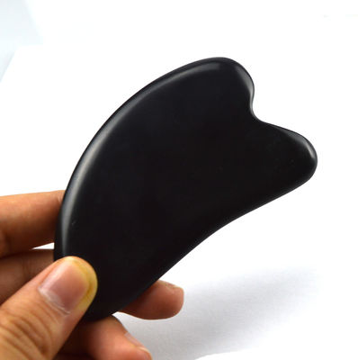 2024 Piedra Bian Negro Forma de Corazón Gua Sha Herramienta de Masaje Disponible Logotipo Masajista para Spa Relajante Meditación