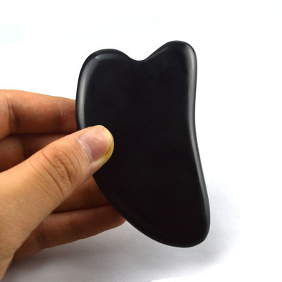 2024 Piedra Bian Negro Forma de Corazón Gua Sha Herramienta de Masaje Disponible Logotipo Masajista para Spa Relajante Meditación